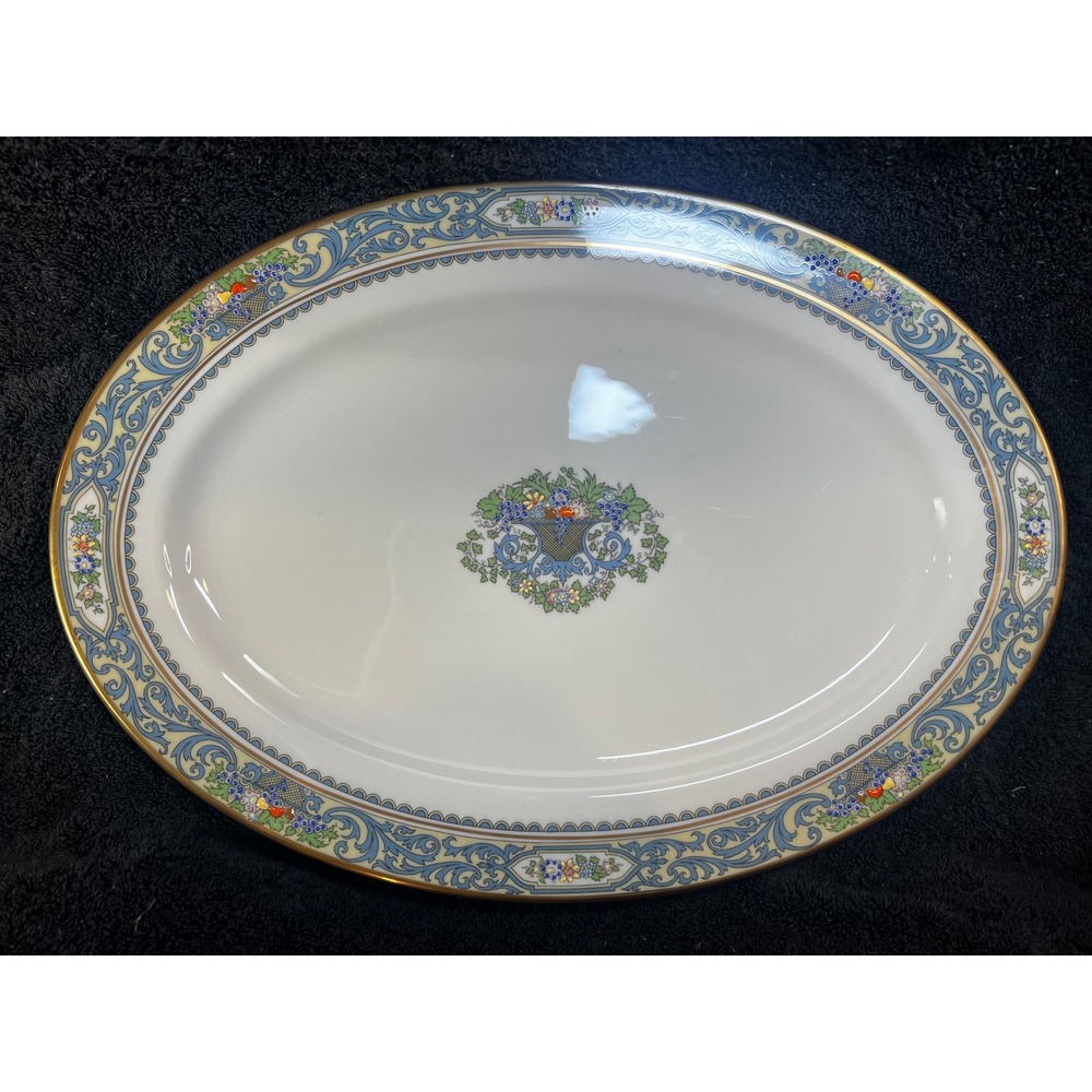 Lenox Autumn Medium Oval Serving Platter Ivory Fine China Gold Rim 16 Inch